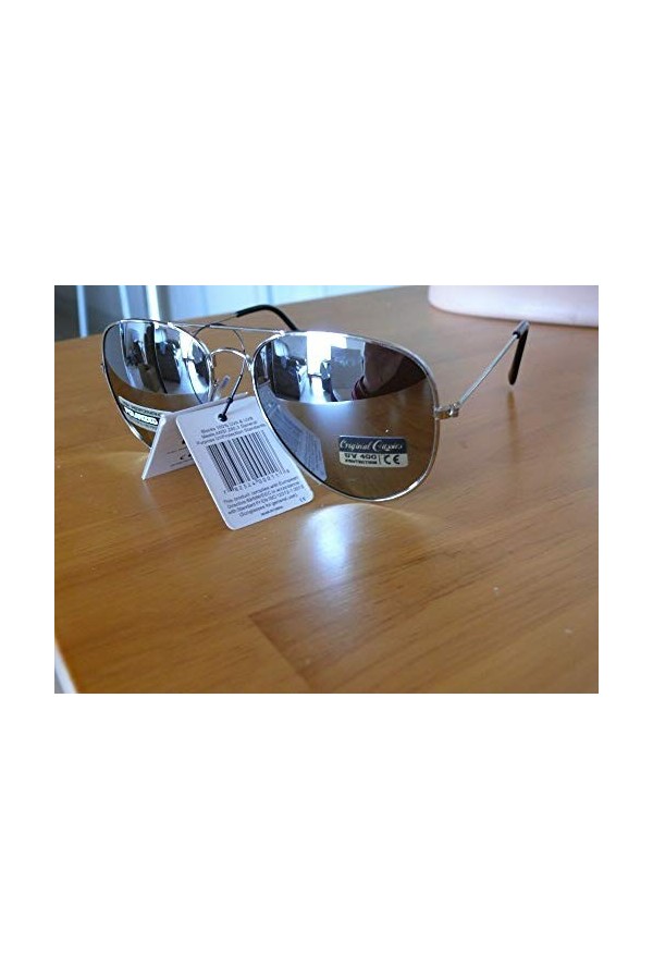 Générique Lunettes de Soleil polarisantes polarisées monture argent Verres Effet Miroir aviateur polarisés Homme Femme