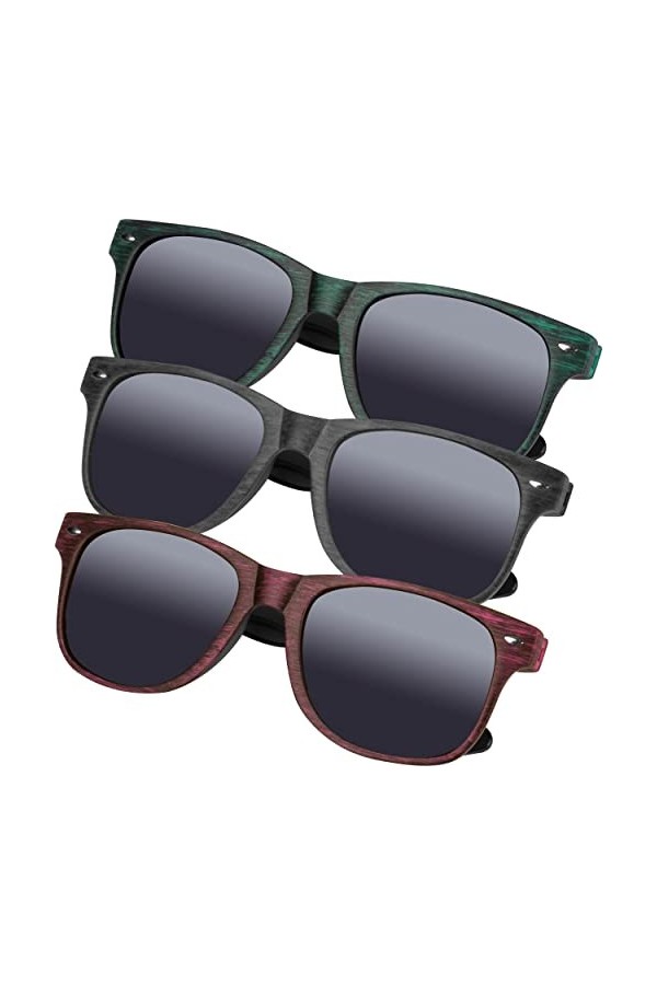 noTrash2003 Lot de 3 paires de lunettes de soleil pour femme et homme avec protection UV400 de catégorie 3 de style rétro, Ro