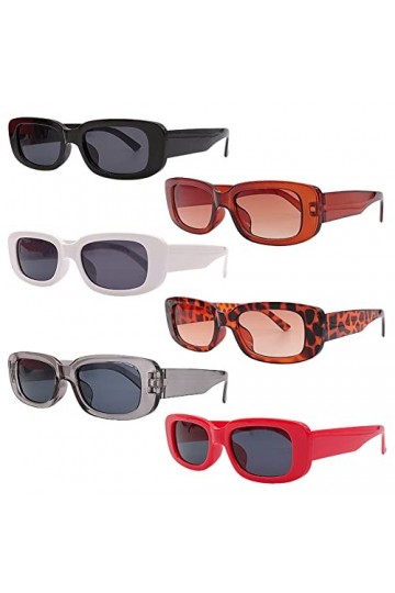 Syijupo 6 Pièces Lunettes De Soleil Rectangulaires, Lunettes de Soleil Rétro, Lunettes de Soleil à La Mode Avec Protection UV