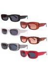 Syijupo 6 Pièces Lunettes De Soleil Rectangulaires, Lunettes de Soleil Rétro, Lunettes de Soleil à La Mode Avec Protection UV