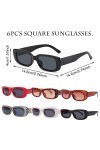 Syijupo 6 Pièces Lunettes De Soleil Rectangulaires, Lunettes de Soleil Rétro, Lunettes de Soleil à La Mode Avec Protection UV