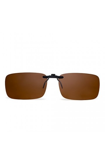 JM Lunettes de Soleil Sans Monture Rectangle Clip On Léger Lunette Solaire Polarisées Hommes Femmes Brun polarisé 