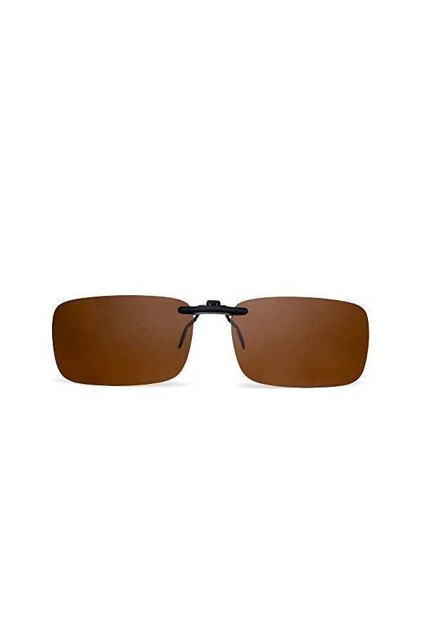 JM Lunettes de Soleil Sans Monture Rectangle Clip On Léger Lunette Solaire Polarisées Hommes Femmes Brun polarisé 