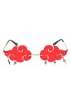 PRETYZOOM Wolke Lunettes de soleil sans monture pour femme et homme Style vintage 90, rouge, 14.4x14.1cm