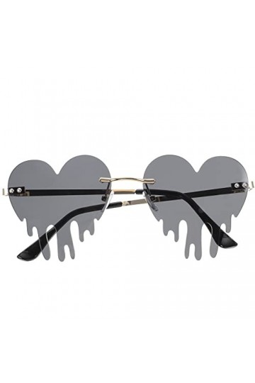 Toddmomy Lunettes de soleil coeur fondant larmes de flamme lunettes de soleil sans monture vague irrégulière lunettes de nouv