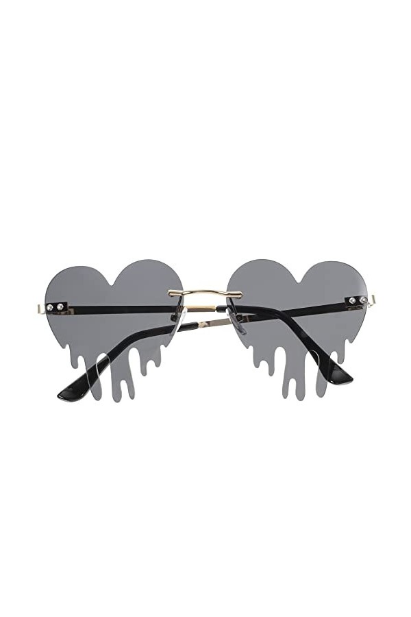 Toddmomy Lunettes de soleil coeur fondant larmes de flamme lunettes de soleil sans monture vague irrégulière lunettes de nouv
