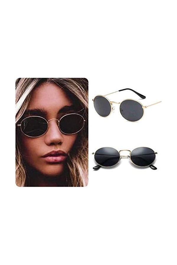 Lunettes de soleil rondes noires pour femme rétro hippie vintage 2020 Ibiza Festival Dark Circle Lens