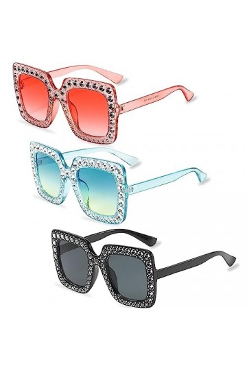 Alviller Lot de 3 paires de lunettes de soleil vintage en forme de cœur pour femme, lunettes rétro tendance œil de chat pour 