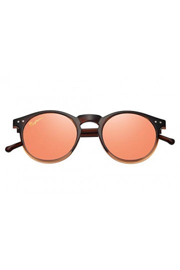 Capraia Lunettes de soleil Timorasso Festival Rondes Vintage Monture TR90 Ultra-légère de Léopard-Noire Brillante et des Verr