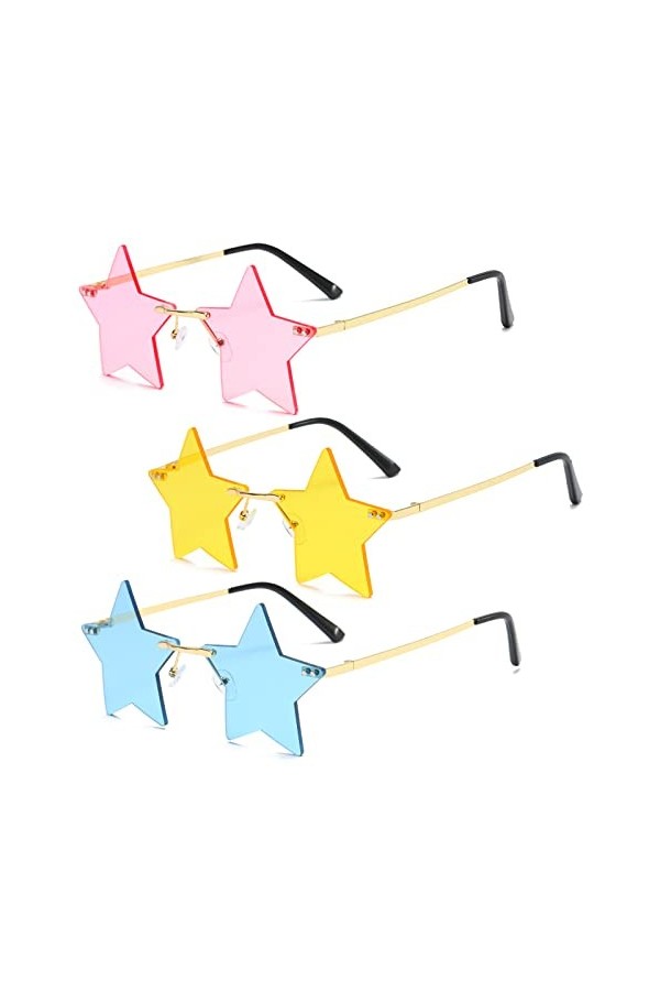 GLGHMH Lunettes de soleil en forme détoile colorée - Lunettes de fête funky - Sans monture - Tendance - Pour lété, la plage