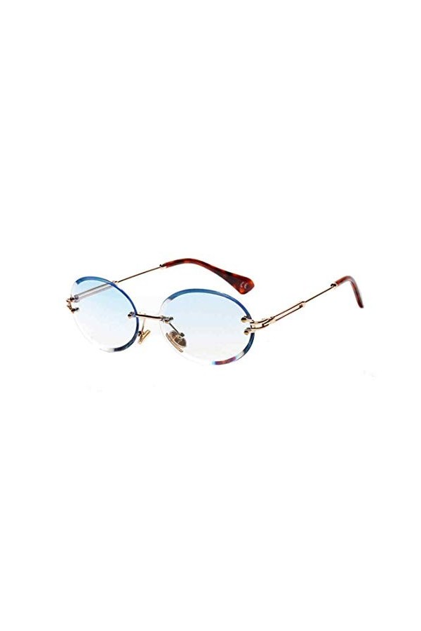 Inlefen Lunettes de soleil ovales sans cadre lunettes de soleil rondes unisexes