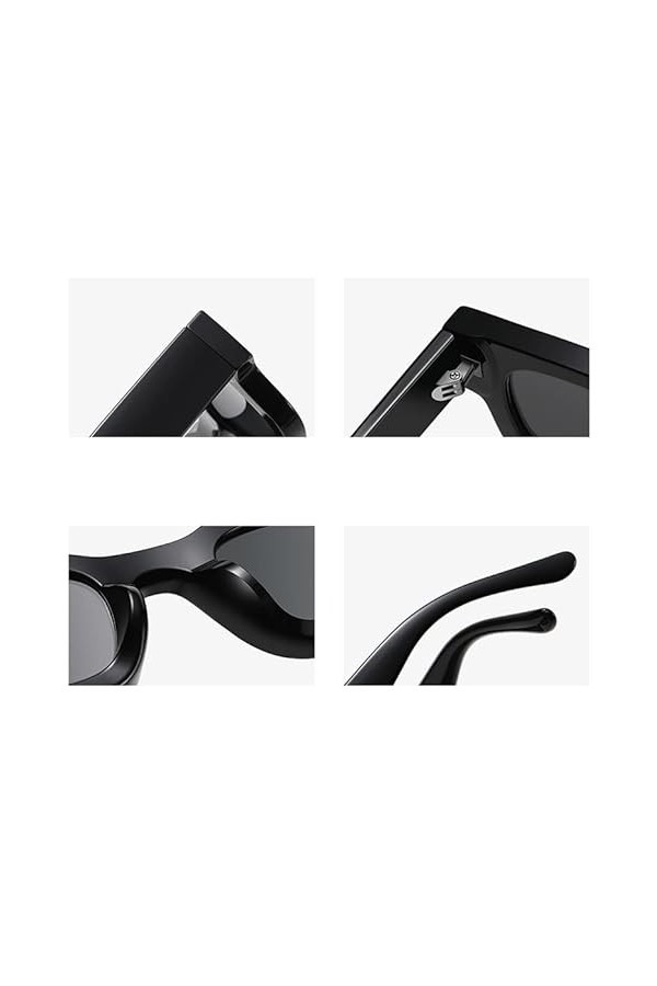 kachawoo Petites lunettes de soleil polarisées monture épaisse, lunettes de soleil carrées, homme léopard noir, protection so