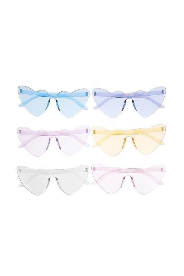 jojofuny 6 Pièces Lunettes De Soleil Coeur Pour Femmes Lunettes De Soleil En Forme De Coeur Lunettes De Coeur Transparentes S