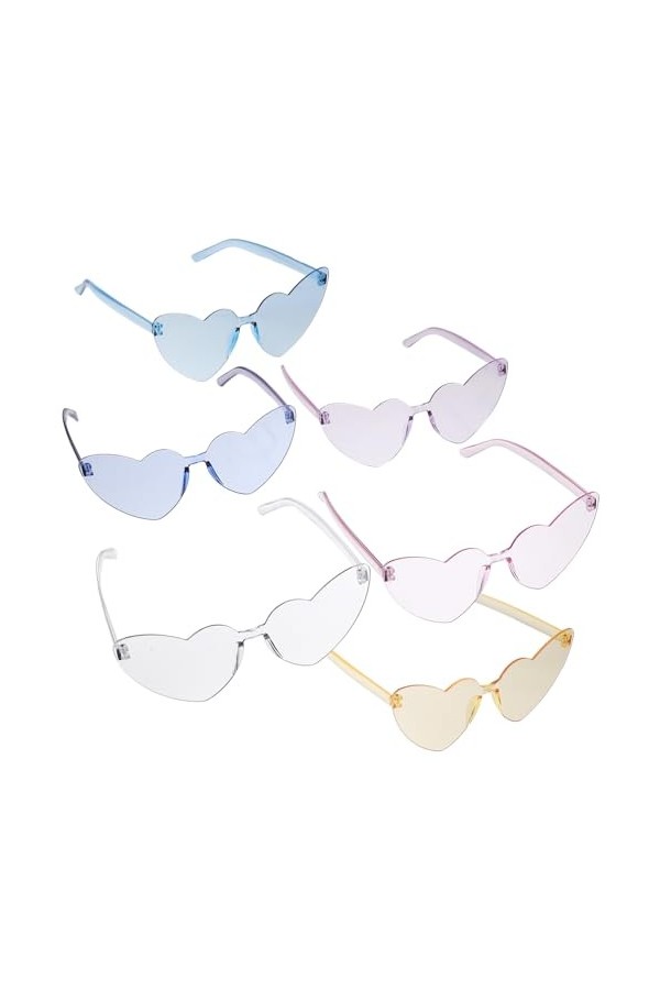 jojofuny 6 Pièces Lunettes De Soleil Coeur Pour Femmes Lunettes De Soleil En Forme De Coeur Lunettes De Coeur Transparentes S