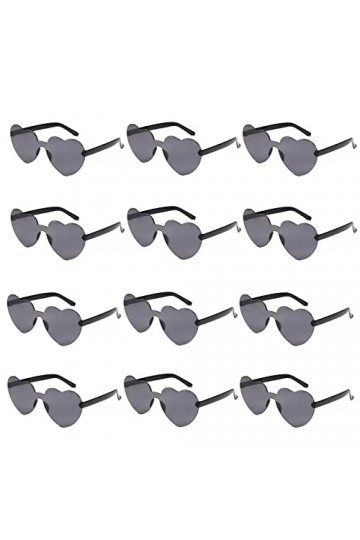 12pcs Lunettes de Soleil Coeur damour, Lunettes de Soleil sans Monture en Forme de Coeur, Lunettes de Soleil sans Monture en