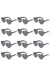 12pcs Lunettes de Soleil Coeur damour, Lunettes de Soleil sans Monture en Forme de Coeur, Lunettes de Soleil sans Monture en