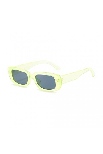 RUNHUIS Lunettes de soleil rectangulaires rétro pour homme et femme - Style vintage - Vert fluorescent - Gris
