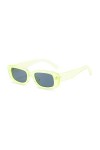 RUNHUIS Lunettes de soleil rectangulaires rétro pour homme et femme - Style vintage - Vert fluorescent - Gris