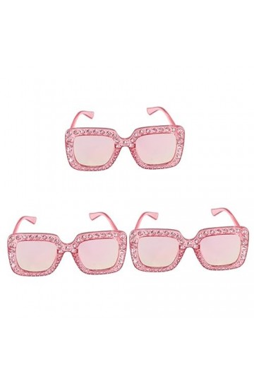 GALPADA 3 Pièces Des Lunettes De Soleil Lunettes De Soleil Carrées Pour Femmes Lunettes De Soleil Oversize à Cristaux Lunette