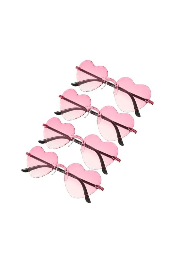 IWOWHERO 4 Pièces Lunettes De Soleil Personnalisées Lunettes De Fête Lunettes Coeur Couleur Bonbon Lunettes De Soleil Coeur D