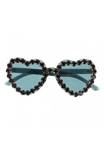 SOIMISS Strass Coeur Lunettes De Soleil Polarisées Femmes UV Protection Coeur Style Rétro Lunettes pour Le Shopping de Condui