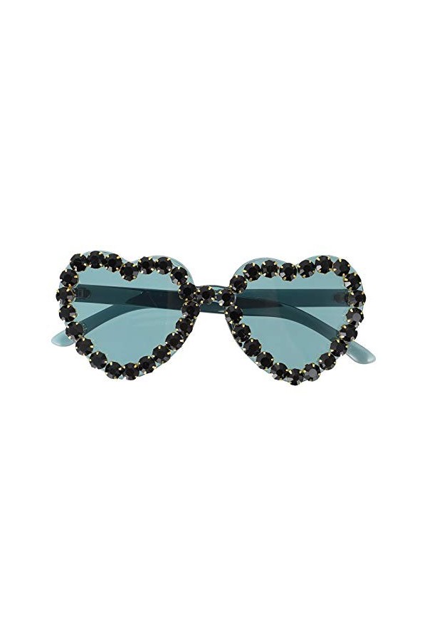 SOIMISS Strass Coeur Lunettes De Soleil Polarisées Femmes UV Protection Coeur Style Rétro Lunettes pour Le Shopping de Condui