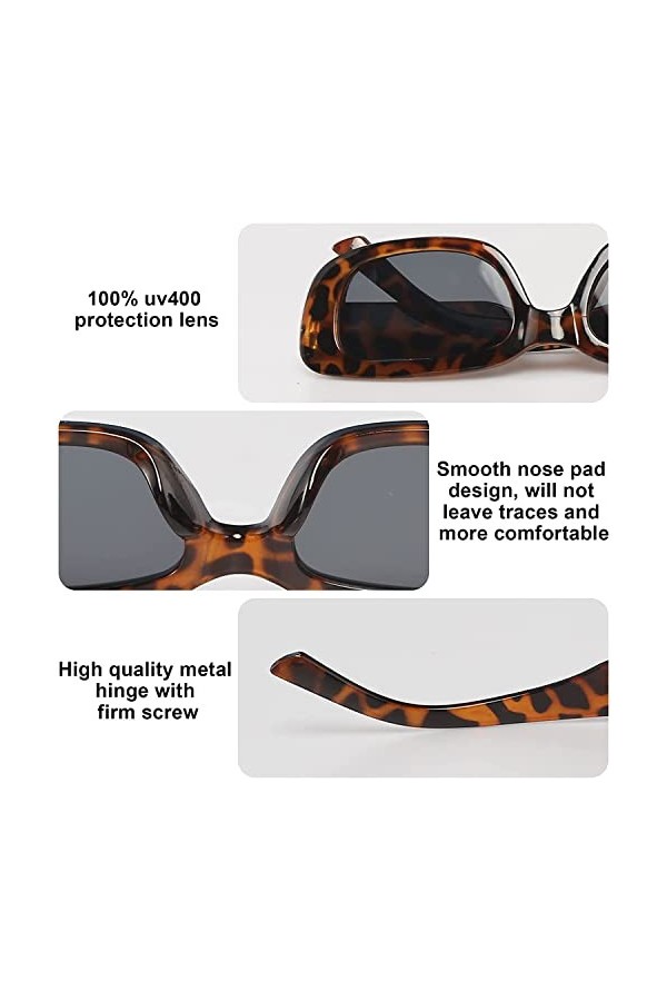 Hatriel 6 Pièces Lunettes de Soleil Rétro Rectangulaires, Lunettes de Soleil Vintage pour Femmes, Petites Lunettes de Soleil 