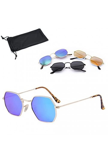 Lunettes de soleil rétro vintage | en forme carrée avec monture métallique solide et verre miroir en trois couleurs | lunette