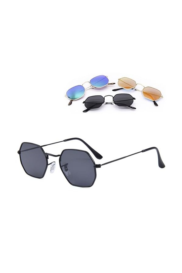 Lunettes de soleil rétro vintage | en forme carrée avec monture métallique solide et verre miroir en trois couleurs | lunette