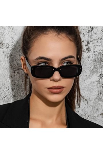 RCJOLLZ Petites Lunettes de Soleil rectangulaires Femmes Lunettes de Soleil de Marque de Luxe pour Femmes/Hommes Lunettes de 