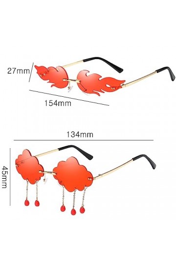 MEZHEN Lunettes de Soleil Flamme Lunettes de Soleil Sans Monture en Forme de Nuage Mode Sans Monture en Métal Lunettes de Sol