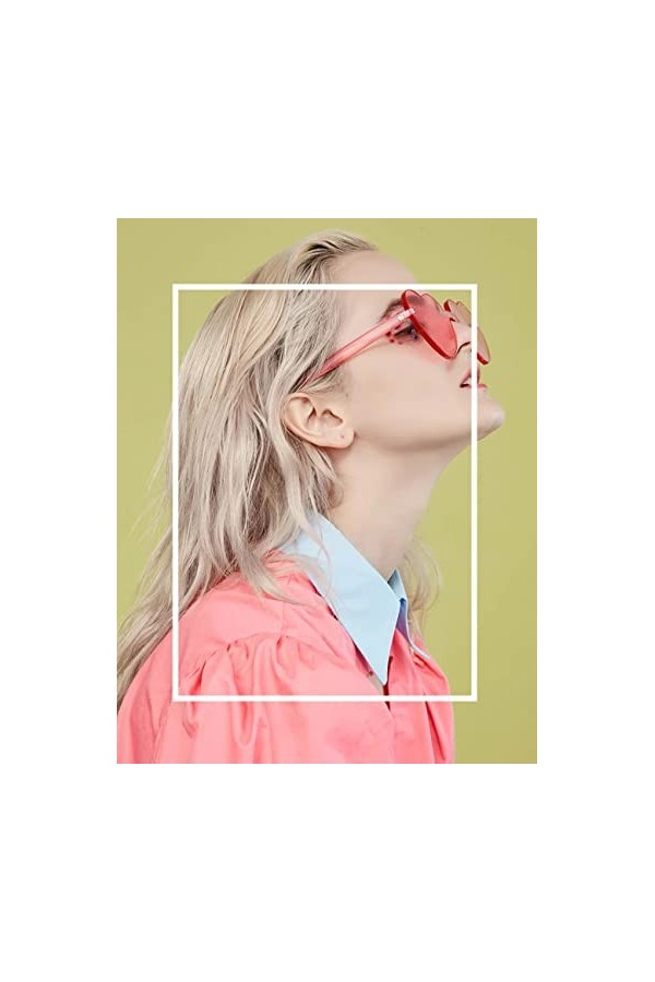 Lot de 9 lunettes en forme de cœur sans monture en forme de cœur Couleur bonbon Lunettes de soleil en forme de cœur pour femm