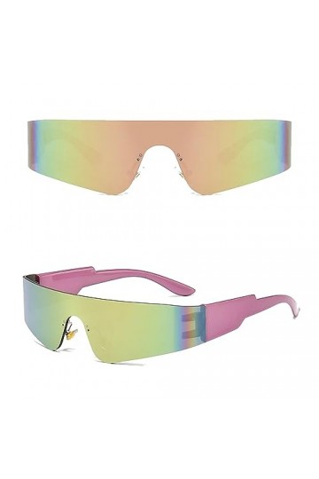 YUIOOISH Lunettes de soleil enveloppantes futuristes Y2K, lunettes tendance Cyberpunk sans monture pour les femmes et les hom