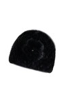 XUYUZUAU Bonnets Tricotés pour Femmes Hiver Chaud Chapeau en Fourrure de Vison Véritable Casquette de Ski pour Filles avec Fl