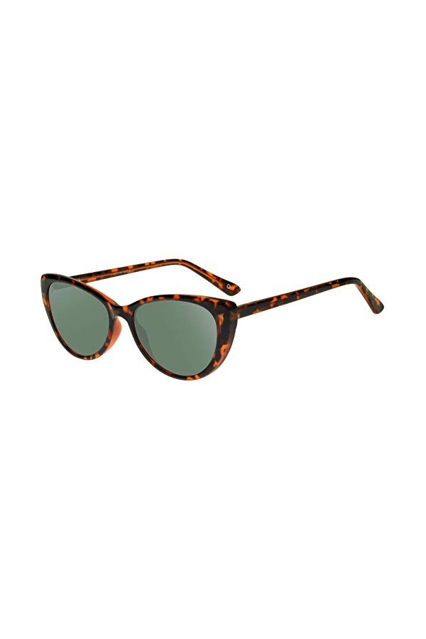 zerOne five Lunettes de soleil modèle Brich forme classique Œil de chat pour femme Havana/Gris Vert 