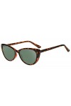 zerOne five Lunettes de soleil modèle Brich forme classique Œil de chat pour femme Havana/Gris Vert 