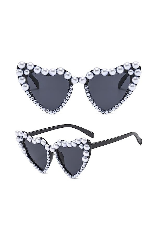 GLGHMH Lunettes de soleil tendance en forme de cœur pour femmes, lunettes de soleil de luxe en forme de cœur, lunettes œil de