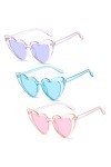 Alviller Lot de 3 lunettes de soleil vintage en forme de cœur pour femme, lunettes de style œil de chat pour filles, femmes, 