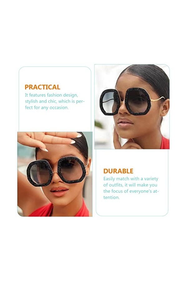 Kisangel Diamant Lunettes De Soleil Lunettes De Soleil À La Mode Pour Femmes Fête Hawaïenne Lunettes Plage Fête Lunettes De S