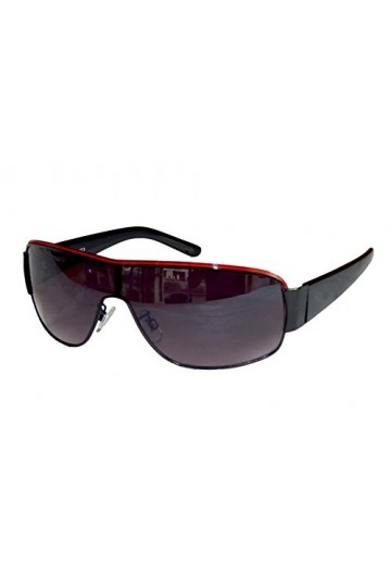 Gil SSC Lunettes de soleil tendance aviateur mono-verre style sportif pour homme et femme M 5, noir/rouge, Taille unique