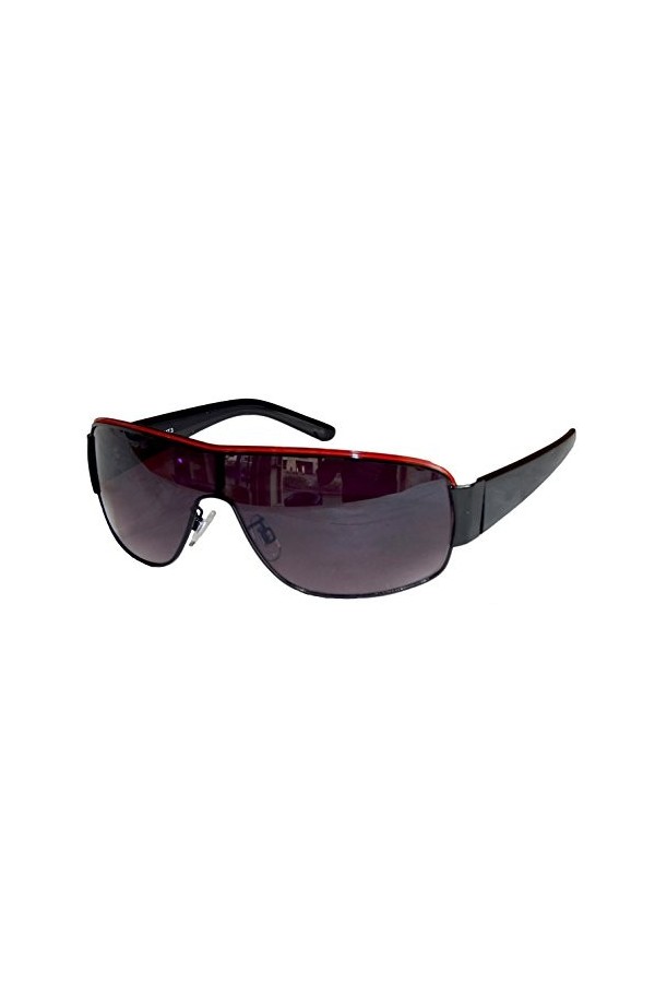 Gil SSC Lunettes de soleil tendance aviateur mono-verre style sportif pour homme et femme M 5, noir/rouge, Taille unique