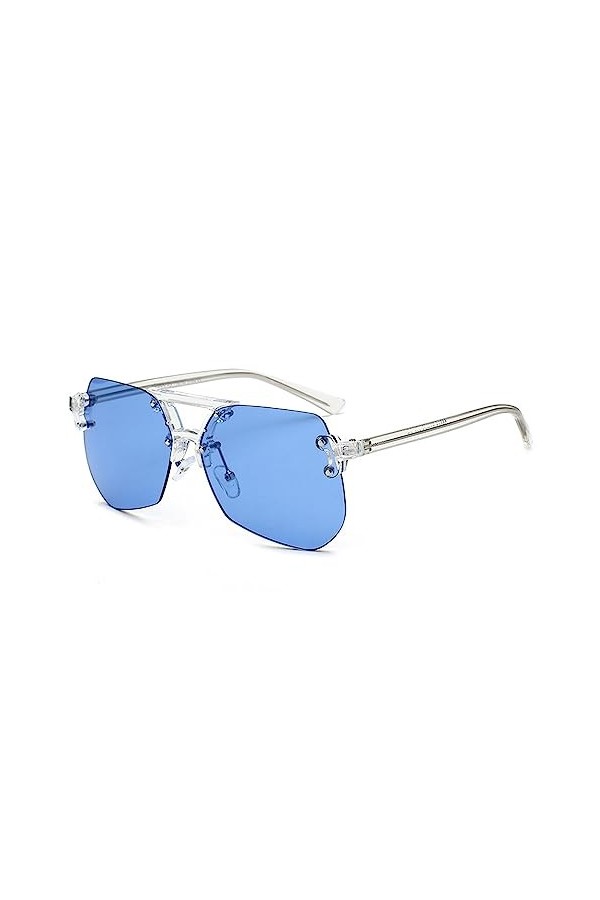 Pilote sans Monture Lunettes De Soleil Femmes 2023 Lunettes De Soleil Dégradé Nuances Gris Bleu Clair Lentille Homme sans Cad