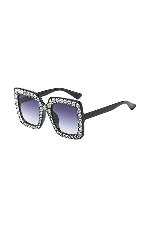 PRETYZOOM Lunettes De Soleil Pour Femmes Années 90 Lunettes De Fête Eyewear Sans Montée Lunettes De Soleil En Diamant Grosses