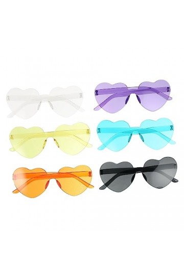 ABOOFAN 6 Pièces Coeur Lunettes De Soleil Coeur Lunettes De Soleil Sans Monture Bachelorette Lunettes De Soleil Sans Cadre Lu