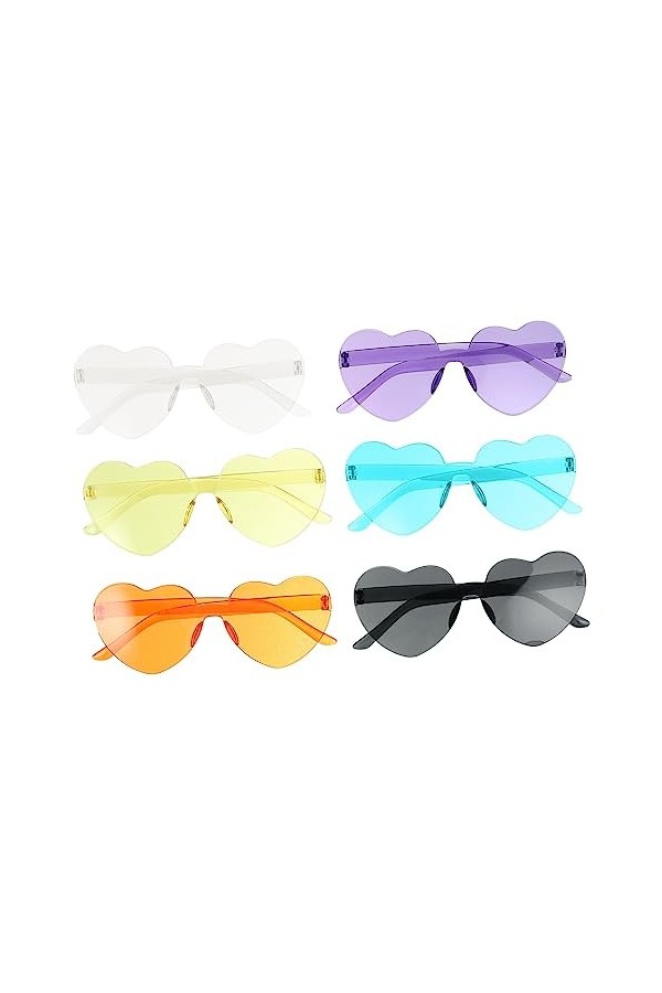 ABOOFAN 6 Pièces Coeur Lunettes De Soleil Coeur Lunettes De Soleil Sans Monture Bachelorette Lunettes De Soleil Sans Cadre Lu