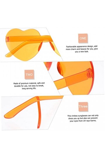 ABOOFAN 6 Pièces Coeur Lunettes De Soleil Coeur Lunettes De Soleil Sans Monture Bachelorette Lunettes De Soleil Sans Cadre Lu