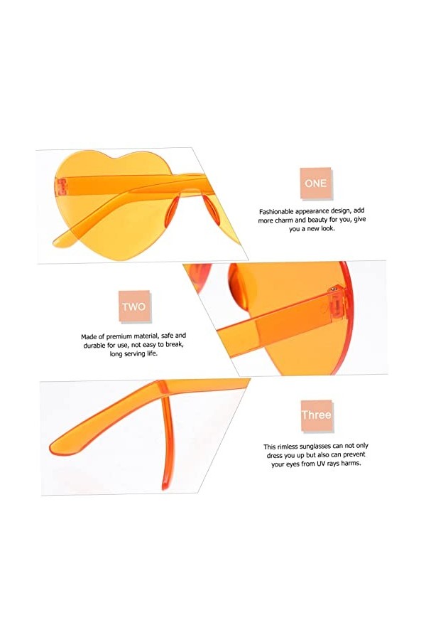 ABOOFAN 6 Pièces Coeur Lunettes De Soleil Coeur Lunettes De Soleil Sans Monture Bachelorette Lunettes De Soleil Sans Cadre Lu