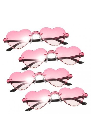WOFASHPURET 4 Pièces Lunettes En Forme De Coeur Lunettes Sans Monture Colorées Lunettes Coeur Couleur Bonbon Lunettes De Sole