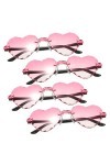 WOFASHPURET 4 Pièces Lunettes En Forme De Coeur Lunettes Sans Monture Colorées Lunettes Coeur Couleur Bonbon Lunettes De Sole