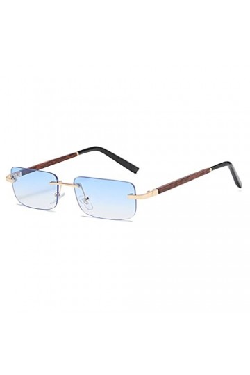 Long Keeper Lunette de Soleil Femme Homme Rectangulaires Retro Vintage Lunettes Sans Monture Metal UV400